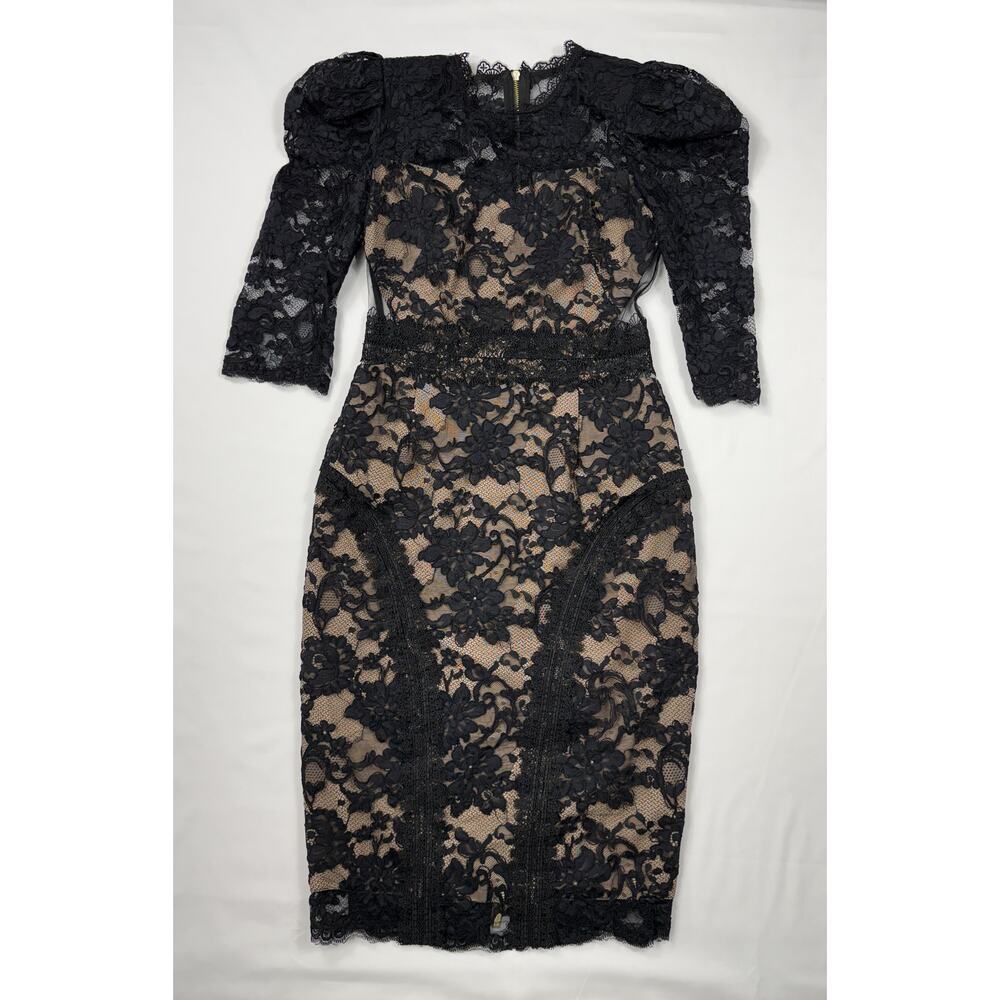 Bronx & Banco Madeleine Noir black lace embroidered midi dress NWOT Sz 6 - Picture 2 of 14